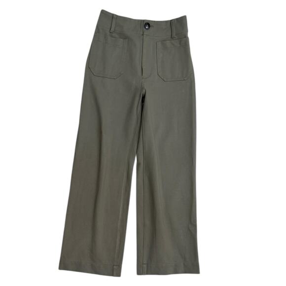 Anthropologie Colette Pointe Cropped Wide-Leg Pants In Dried Fern - Picture 6 of 10